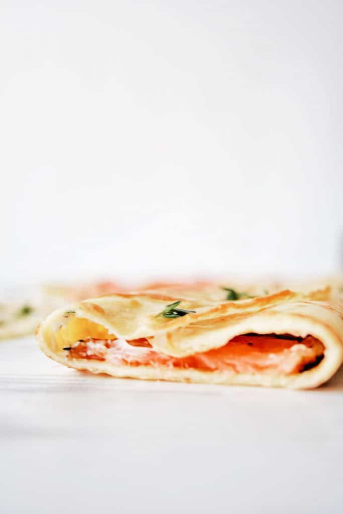 smoked salmon filled crepe