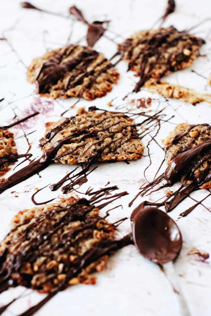 chia peanut butter cookies baked and covered in chocolate