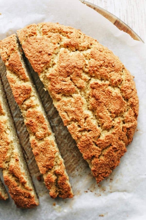 overhead shot of almond flour bread