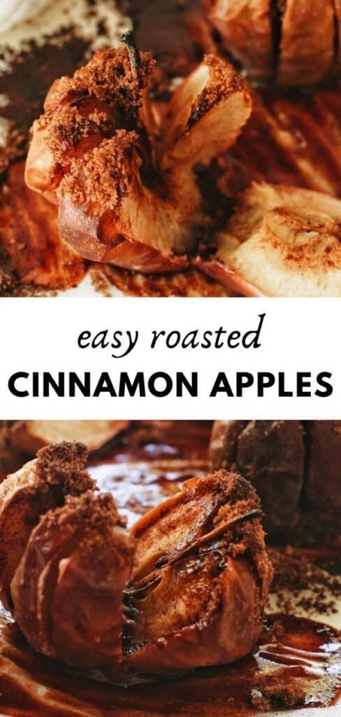 This delicious, healthy, easy, perfectly Autumn/Fall weather recipe for baked cinnamon apples is the best! Only 3 ingredients, sweet, and aromatic. pinterest pin