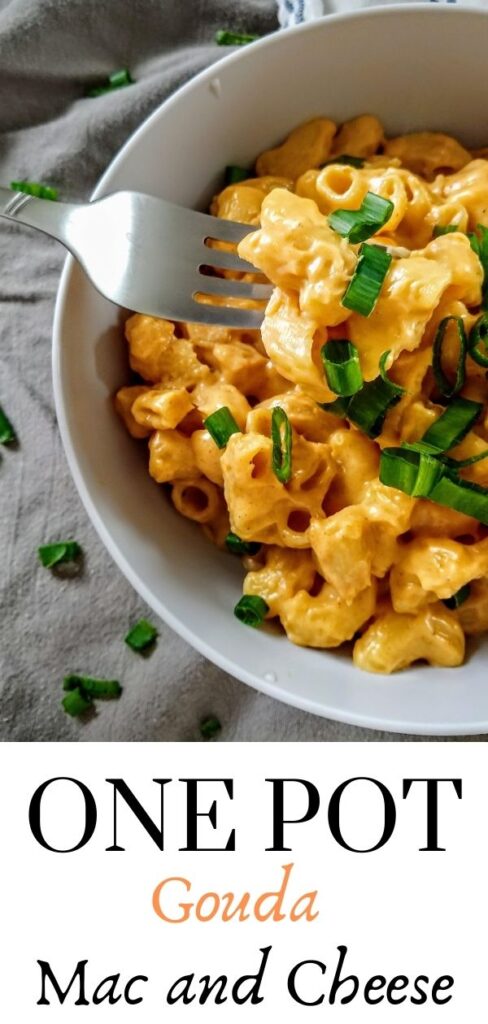 pin for one pot gouda mac and cheese